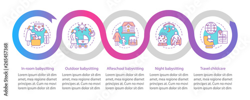 Hotel babysitting service vector infographic template