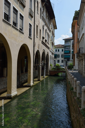 Northern Italian town of Treviso in the province of Veneto, it is located close to Treviso, Padua and, Vicenza. View of the city of Treviso Italy. Venetian architecture in Treviso, Italy.