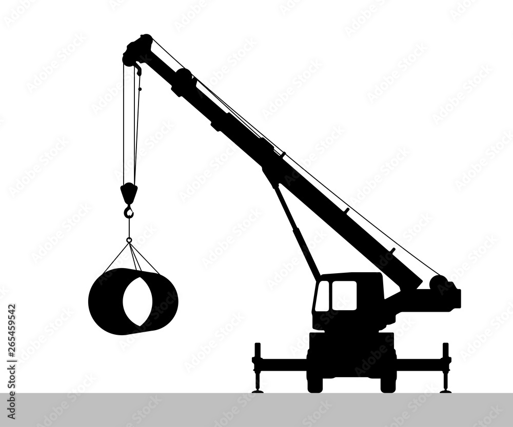 Crane Silhouette on a white background. Crane Silhouette on a white background.