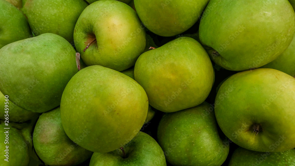 Close up of pallet full of green apples Close up of pallet full of green apples