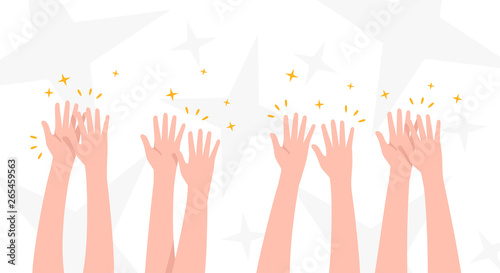 Applause. People hands clapping. Celebration, congratulations, ovations background. Cute simple cartoon design. Flat style vector illustration.