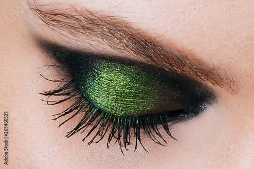 Shining make-up green smoky close-up macro