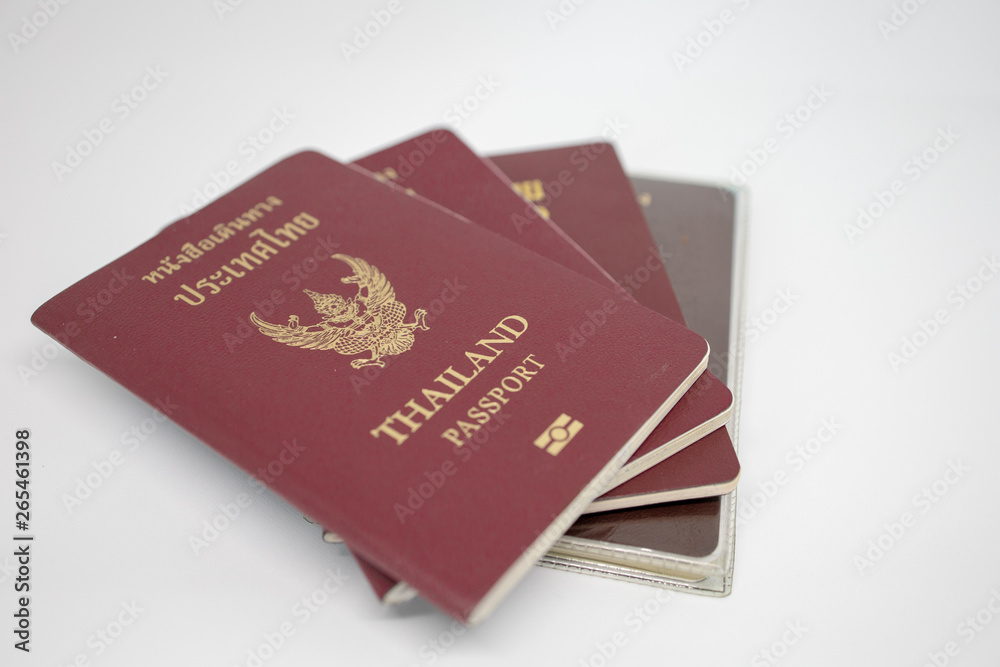 Thai Passports for people of Thailand with Thai language mean to Thailand Country. Design on Crimson colur Thai Passports for people of Thailand with Thai language mean to Thailand Country. Design on Crimson colur