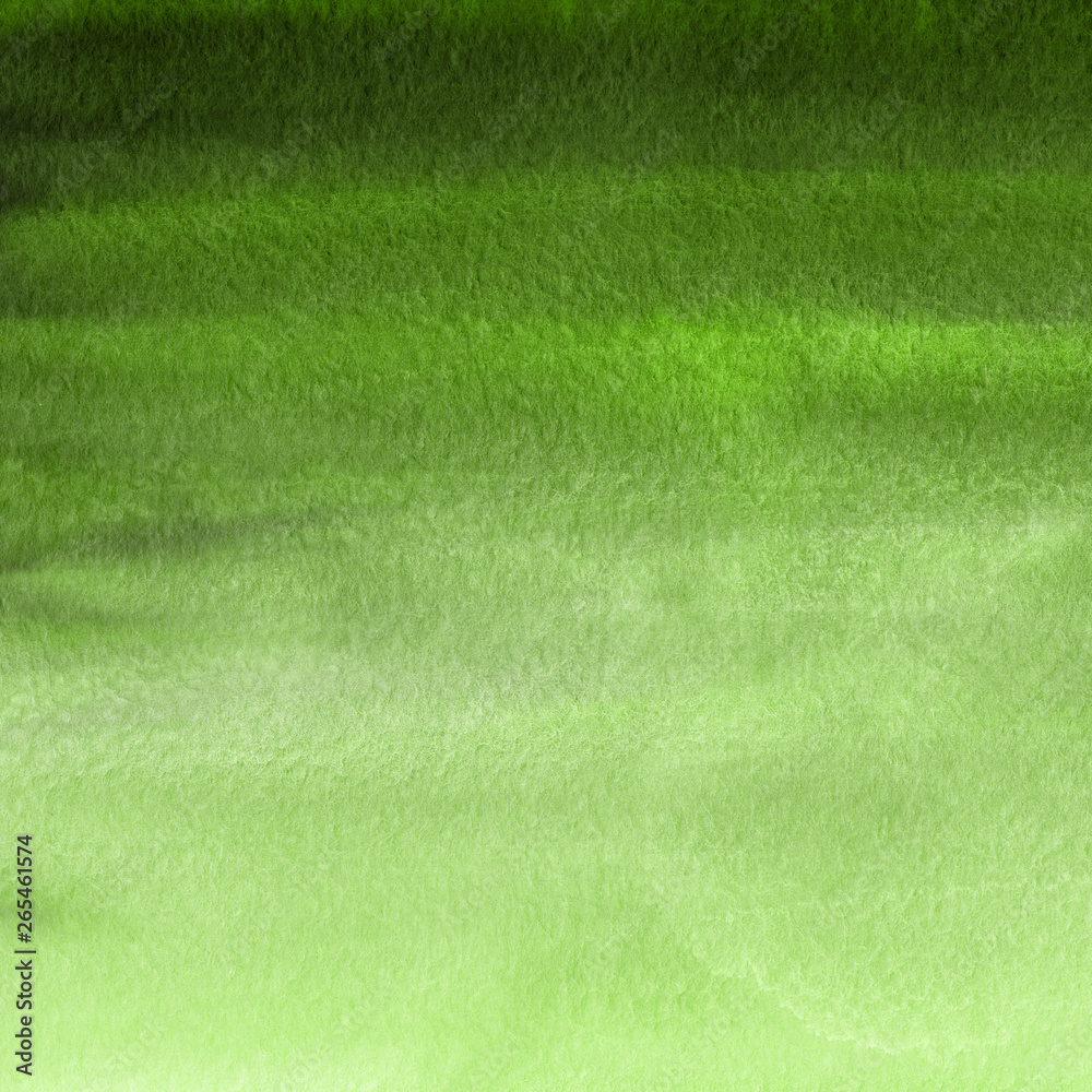 Fototapeta premium Green ink and watercolor textures on white paper background. Paint leaks and ombre effects. Hand painted abstract image.