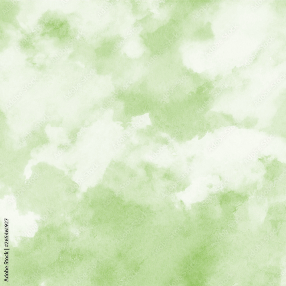 Green ink and watercolor textures on white paper background. Paint leaks and ombre effects. Hand painted abstract image.