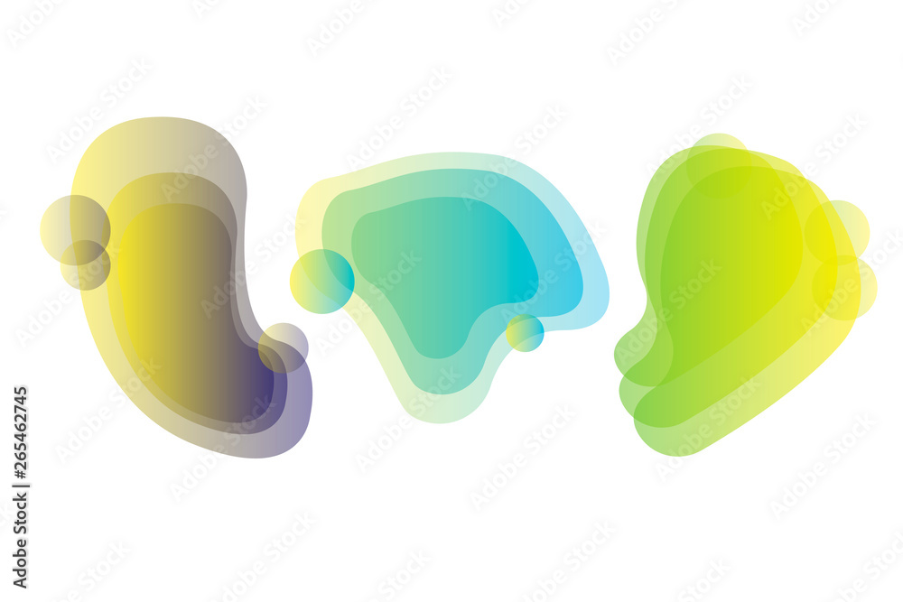 Fototapeta premium Set abstract colorful liquid geometric shape. fluid gradient design for banner, card, brochure. Isolated waves. Vector illustration