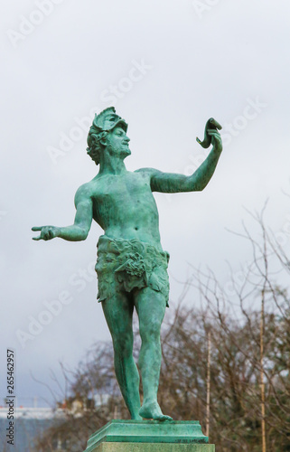 Bronze Statue the Greek Author in Jardin de Luxembourg, France