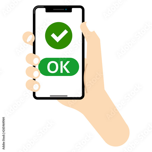 キャッシュレス決済：スマホ キャッシュレス 決済 チェックマーク cashless payment OK