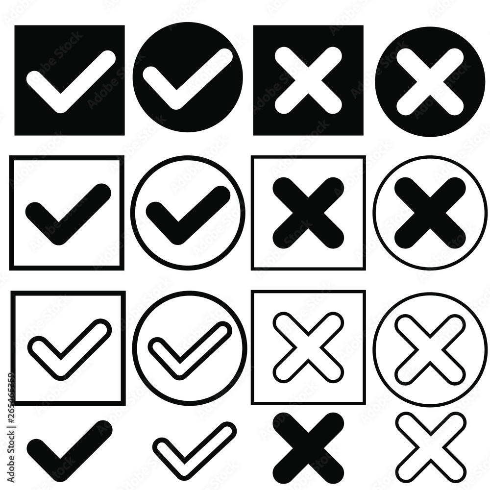 check mark vector icon, green check mark and red cross illustration check mark vector icon, green check mark and red cross illustration