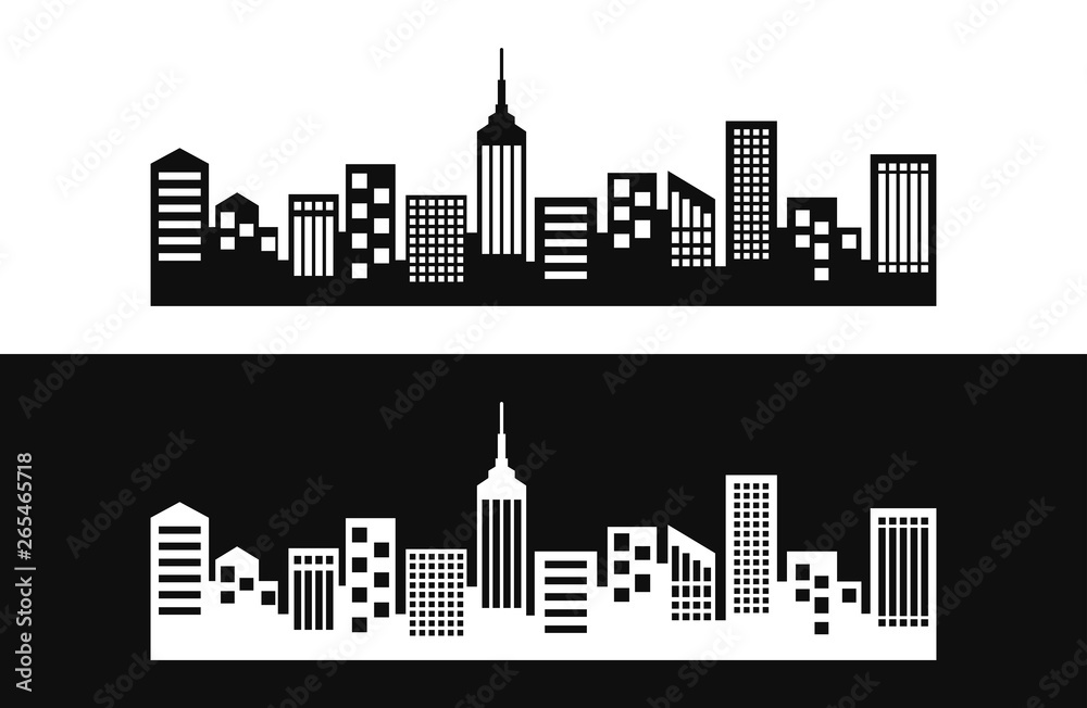 Vector city silhouette with windows. Vector Illustration