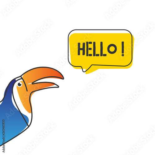toucan and message bubble text vector illustration