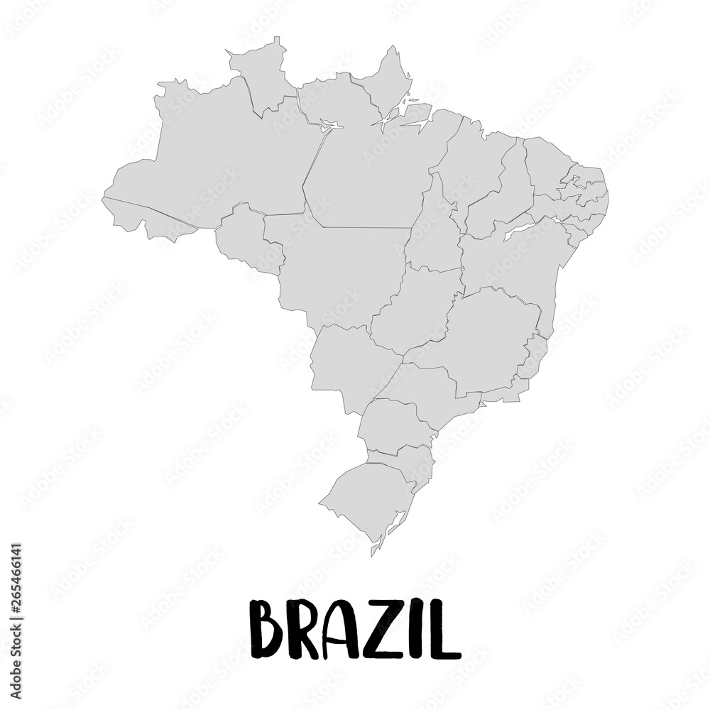 Outline map of Brazil vector icon isolated on white background. Outline map of Brazil vector icon isolated on white background.