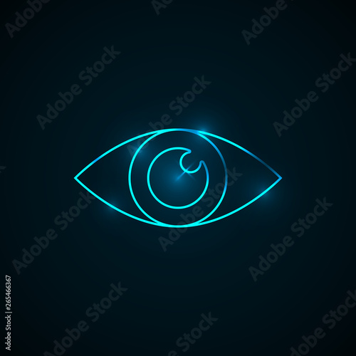 Neon eye light sign.Special logo for your design.