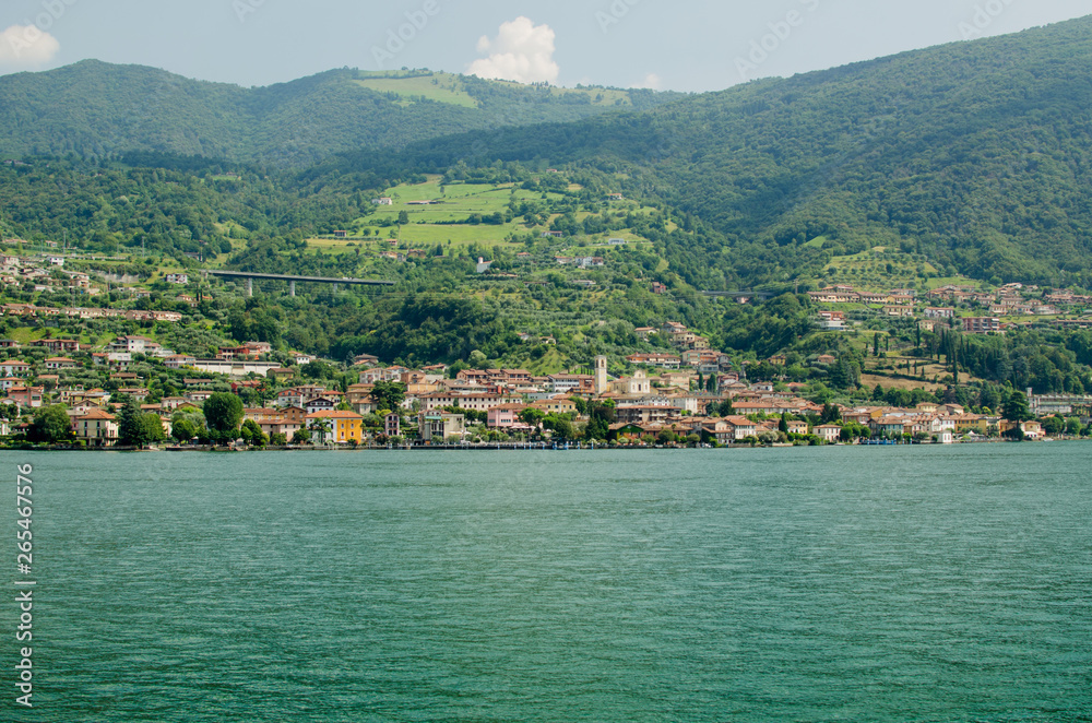 Sulzano, view from Iseo lake, Italy