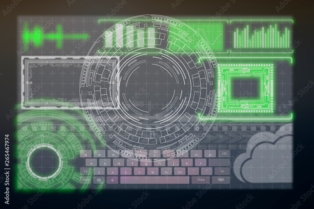 Obraz premium digital futuristic computer interface isolated b