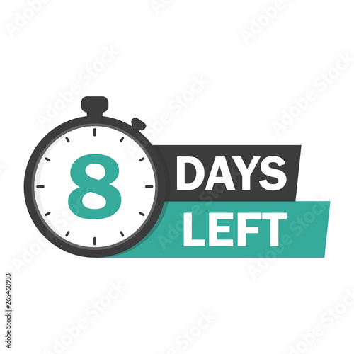 8 days left. Vector emblem with the number of days remaining
