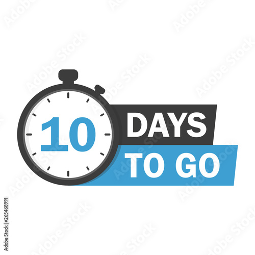 10 days to go flat icon. Vector stock illustration.