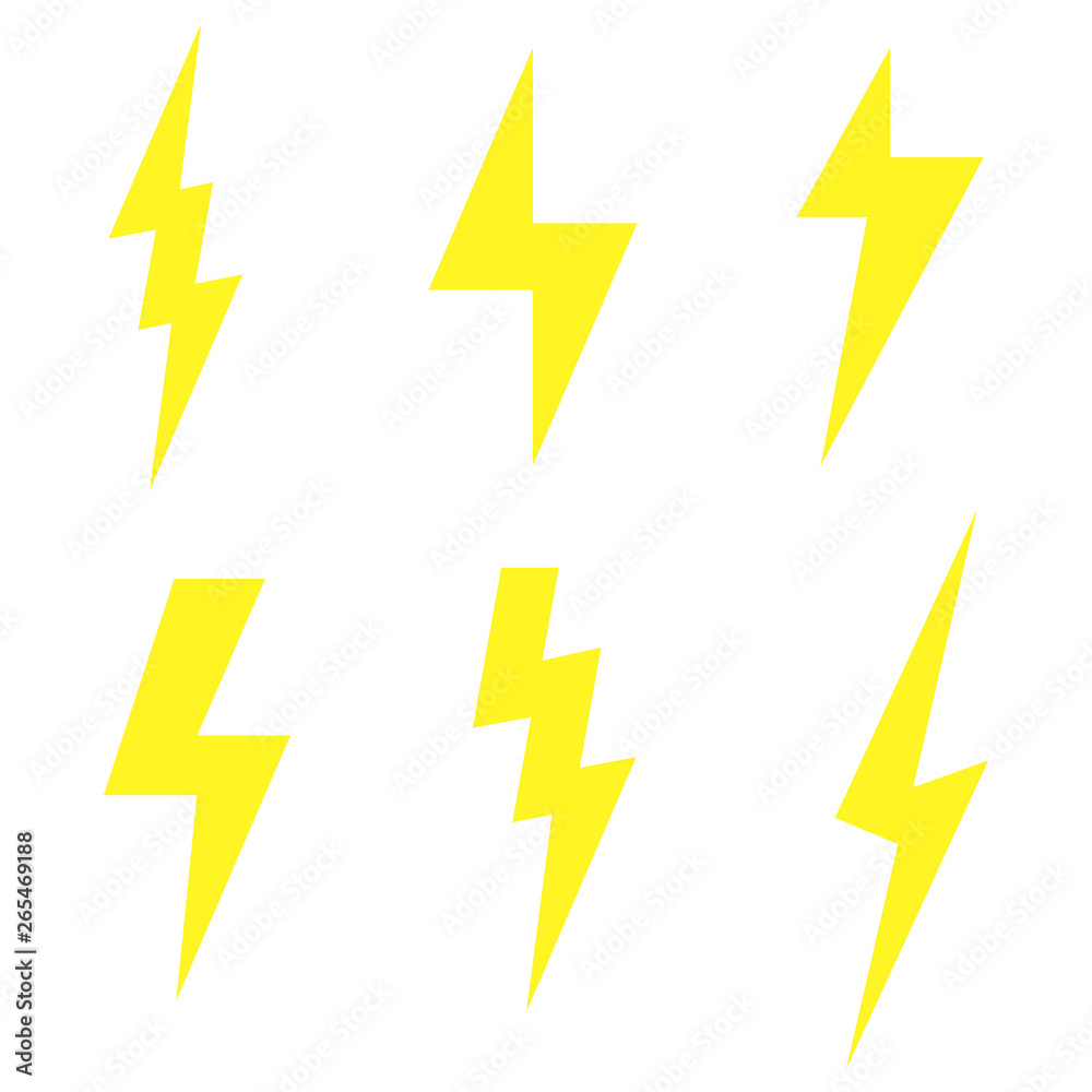 Set Lightning bolt. Thunder bolt, lighting strike expertise. Vector stock illustration. Set Lightning bolt. Thunder bolt, lighting strike expertise. Vector stock illustration.