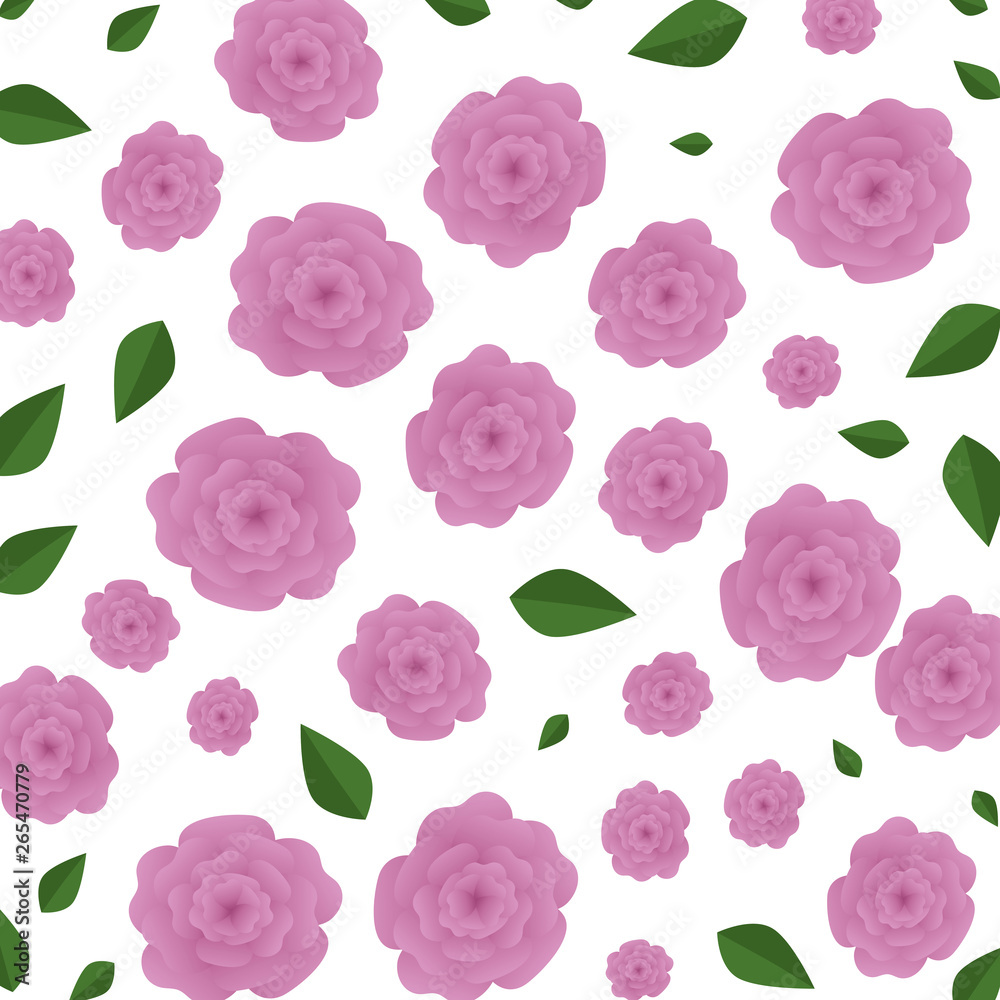 beautiful roses with leafs pattern background