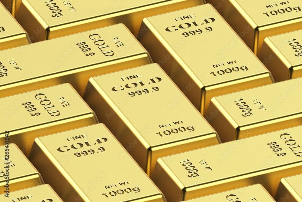 Bar of gold on a white background. 3d rendering, 3D illustration. Bar of gold on a white background. 3d rendering, 3D illustration.