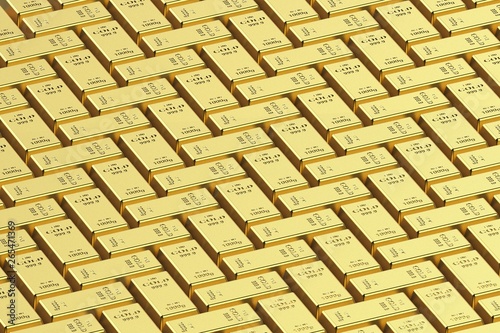 Bar of gold on a white background.  3d rendering, 3D illustration.