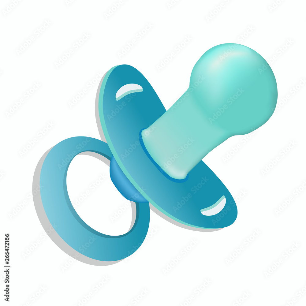 Baby dummy, nipple pacifier blue color icon in flat cartoon style, vector illustration Baby dummy, nipple pacifier blue color icon in flat cartoon style, vector illustration