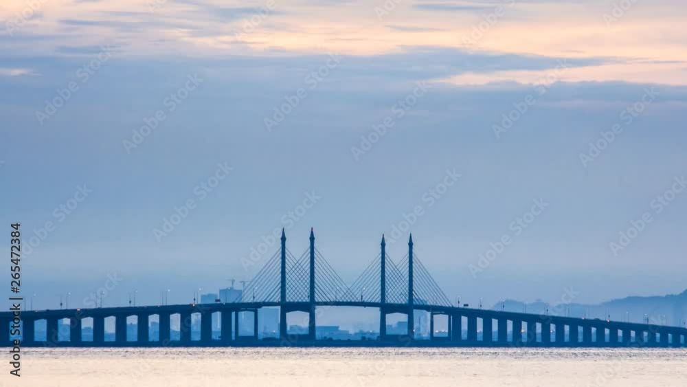 4K Time Lapse view of sunrise from Penang Bridge of George Town 4K Time Lapse view of sunrise from Penang Bridge of George Town