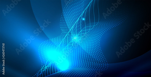 Color neon lights with waves abstract background