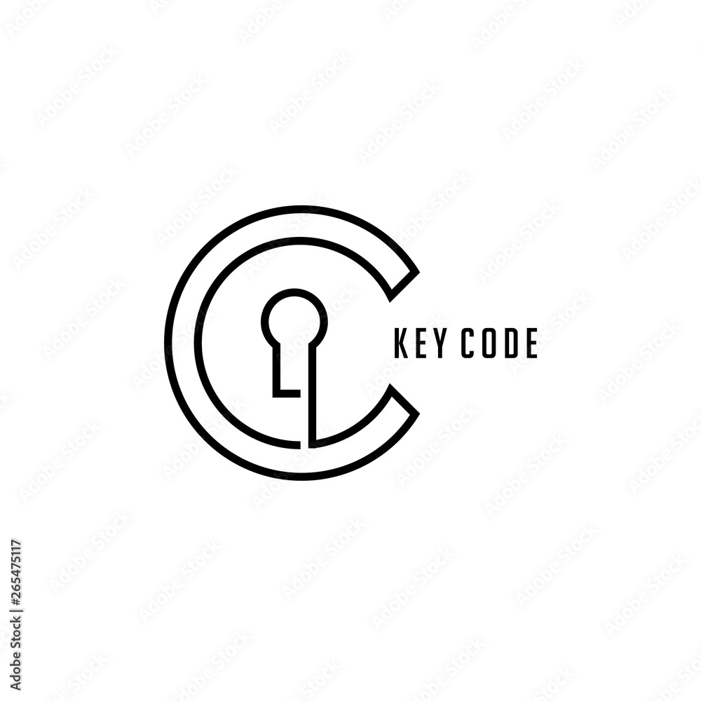 The line consists of keyhole and letter C vector logo The line consists of keyhole and letter C vector logo