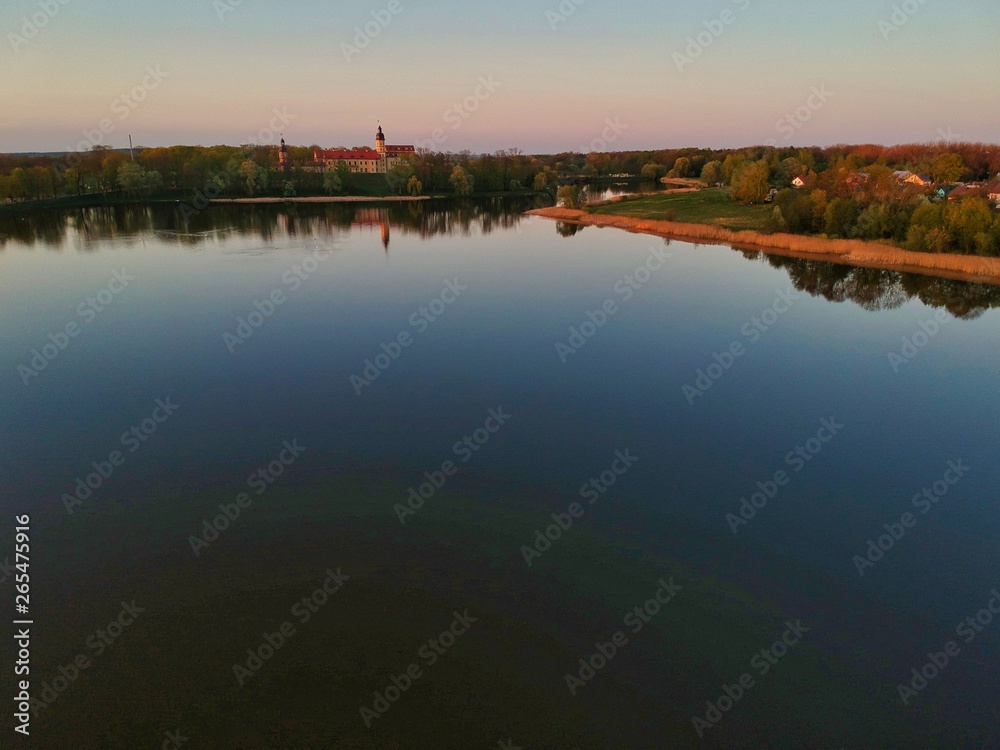 sunset over the lake in Nesvizh, Minsk Region, Belarus