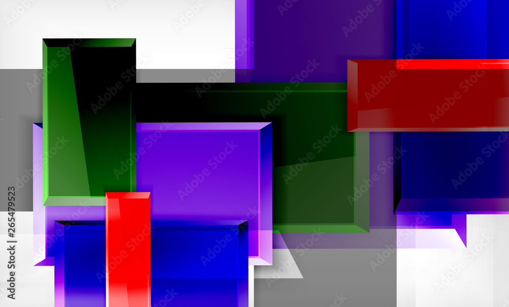 Fototapeta premium Bright colorful square shape blocks geometrical background