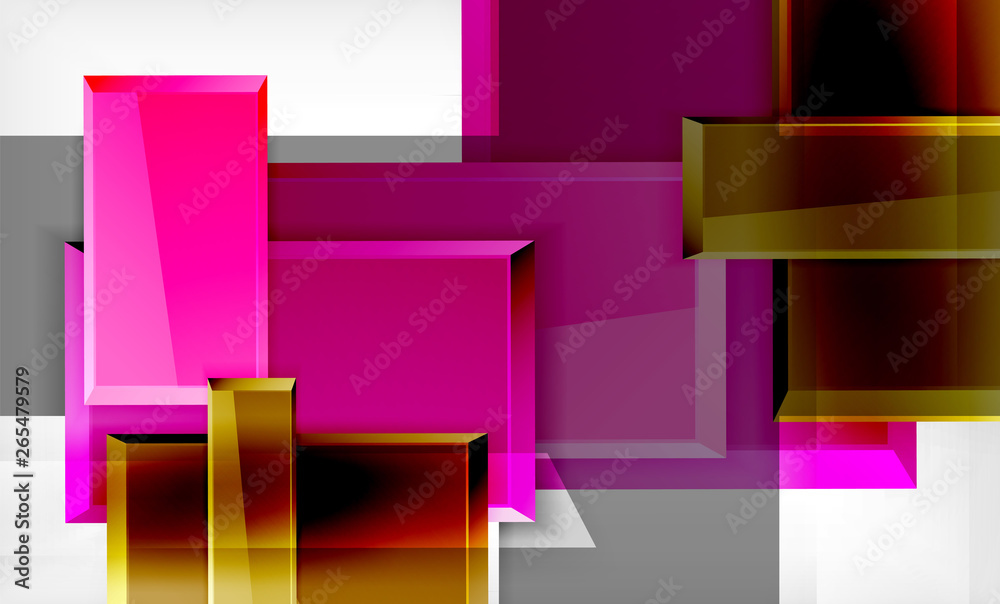 Fototapeta premium Bright colorful square shape blocks geometrical background