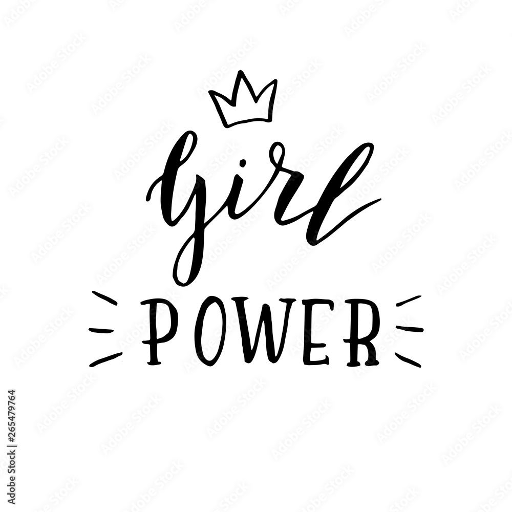 Hand drawn girl power lettering quote. Modern and trendy feminist poster. Clothes print and t-shirt logo. Vector format. Hand drawn girl power lettering quote. Modern and trendy feminist poster. Clothes print and t-shirt logo. Vector format.