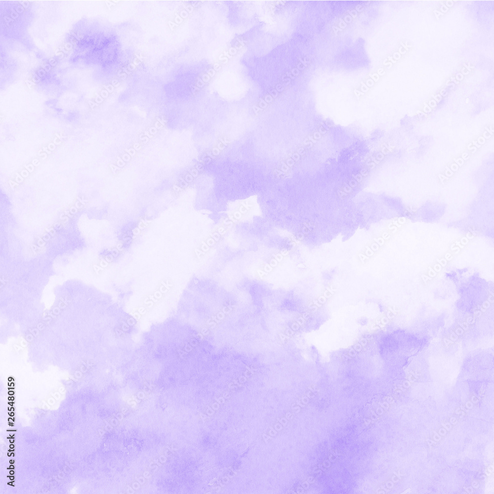 Fototapeta premium Violet ink and watercolor textures on white paper background. Paint leaks and ombre effects. Hand painted abstract image.