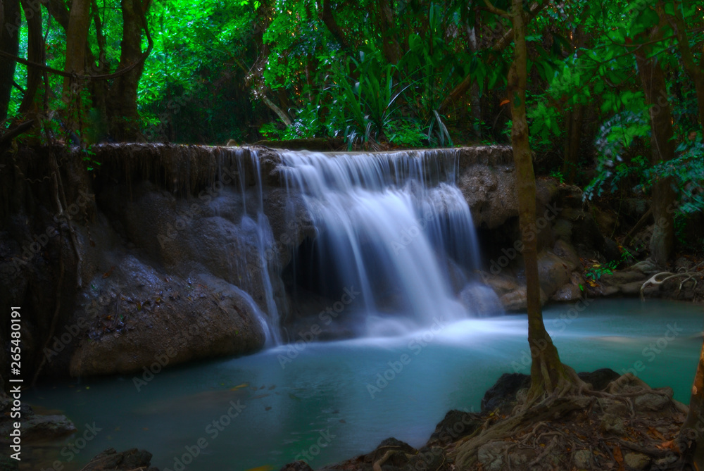 beautiful waterfall and green leaf Makes it feel fresh beautiful waterfall and green leaf Makes it feel fresh