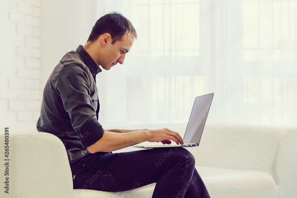 Businessman analyzing investment charts with laptop. Accounting