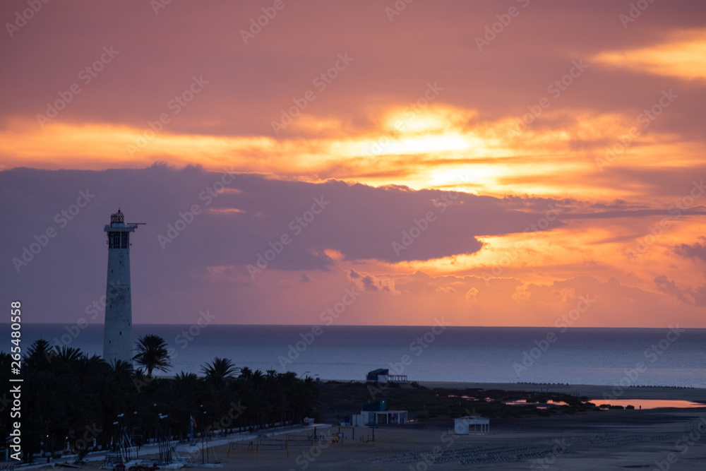 Lighthouse of Morro Jable. Fuerteventura, Canary Islands.
