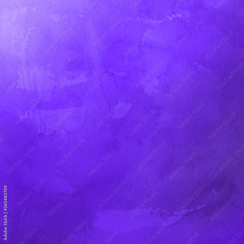 Fototapeta premium Violet ink and watercolor textures on white paper background. Paint leaks and ombre effects. Hand painted abstract image.
