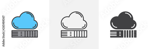 Cloud computing storage icon. Line, glyph and filled outline colorful version, Network drive outline and filled vector sign. Symbol, logo illustration. Different style icons set. Vector graphics