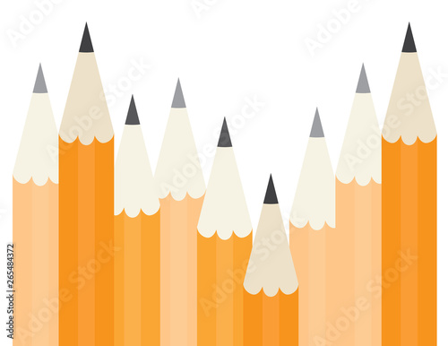 Yellow wooden pencils on white background