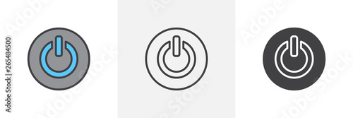 Power button icon. Line, glyph and filled outline colorful version, Switch off key button outline and filled vector sign. Symbol, logo illustration. Different style icons set. Vector graphics