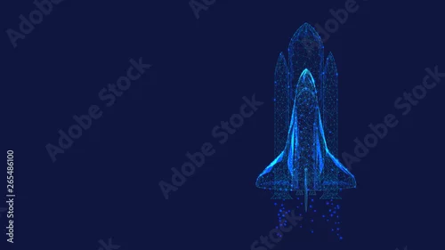 Obraz Start promu z trójkątów i punktów świetlnych.