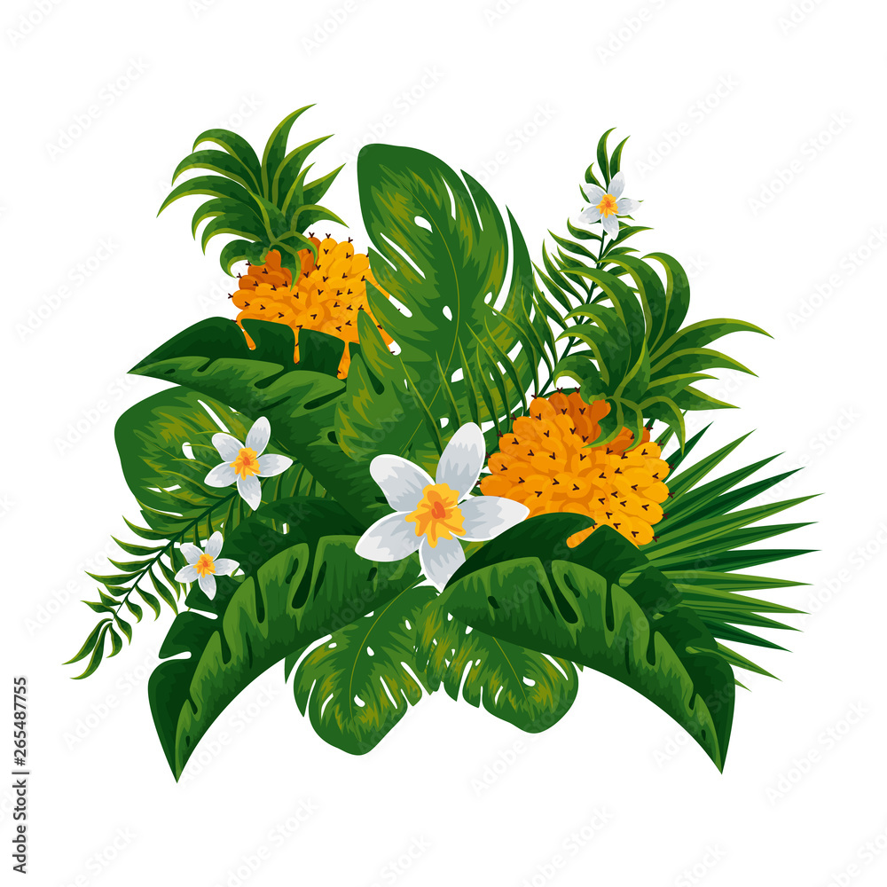 Obraz premium tropical pineapple with leafs decoration