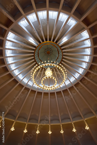 ceiling lights of Sheikh Khalifa Bin Zayed Al Nahyan Mosque in Shymkent Kazakhstan