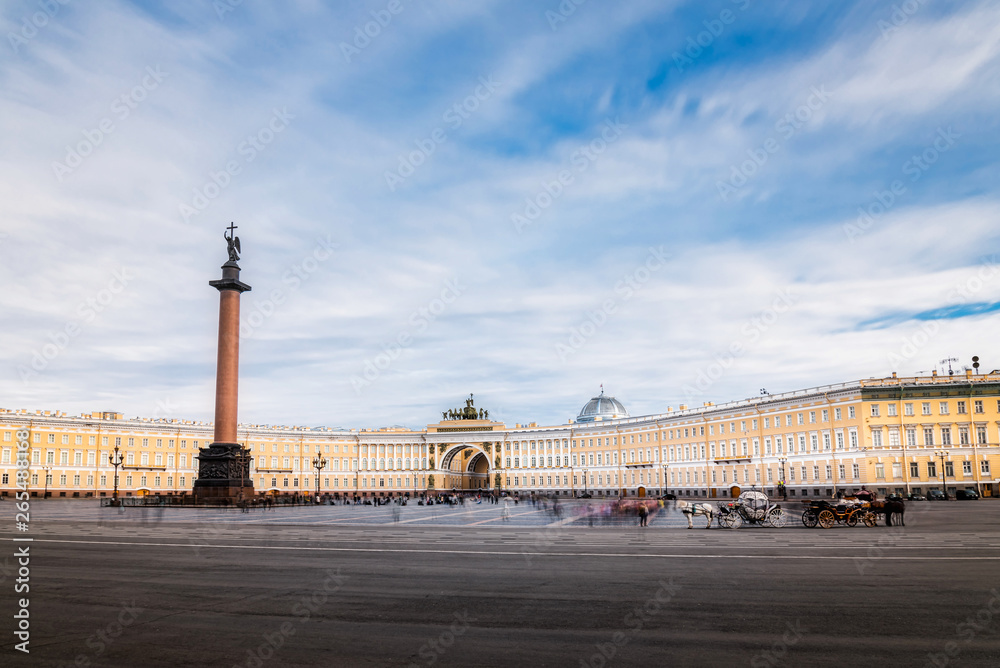 The Palace Square with the Old General Staff Building and the Alexander Column in Saint Petersburg, Russia
