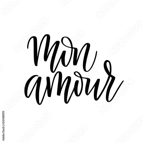 My love in French vector digital calligraphy