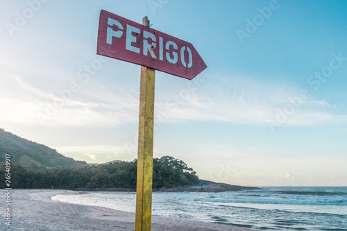 Danger sign at the beach