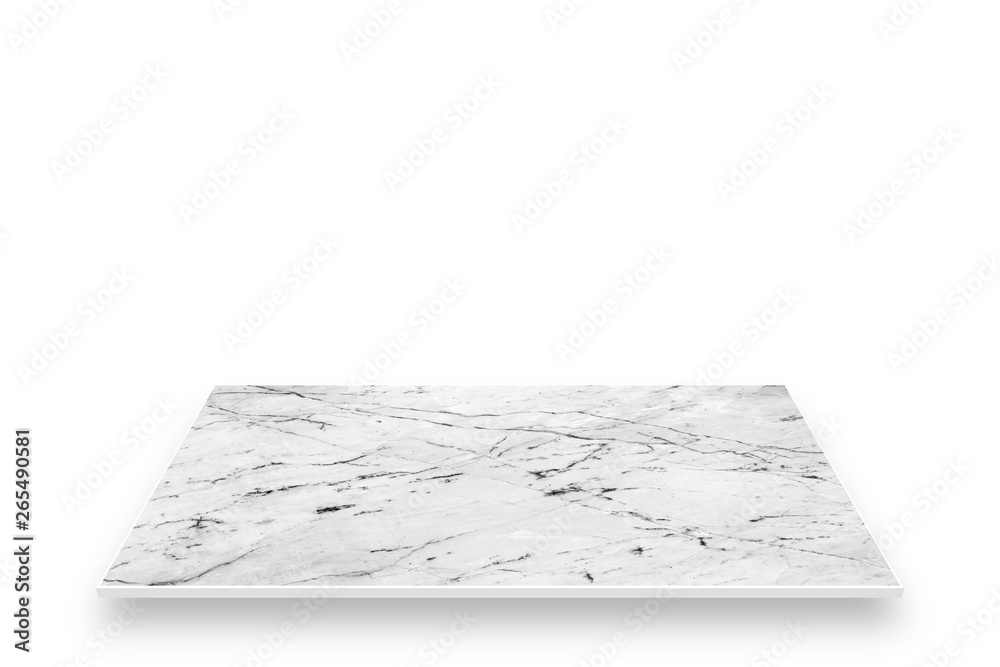 Marble top table perspective isolated on white screen Marble top table perspective isolated on white screen