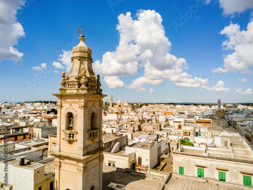 Aerial View of the Belltower of the Church of St. John Baptist in the Town of Sava, near Taranto, in the South of Italy