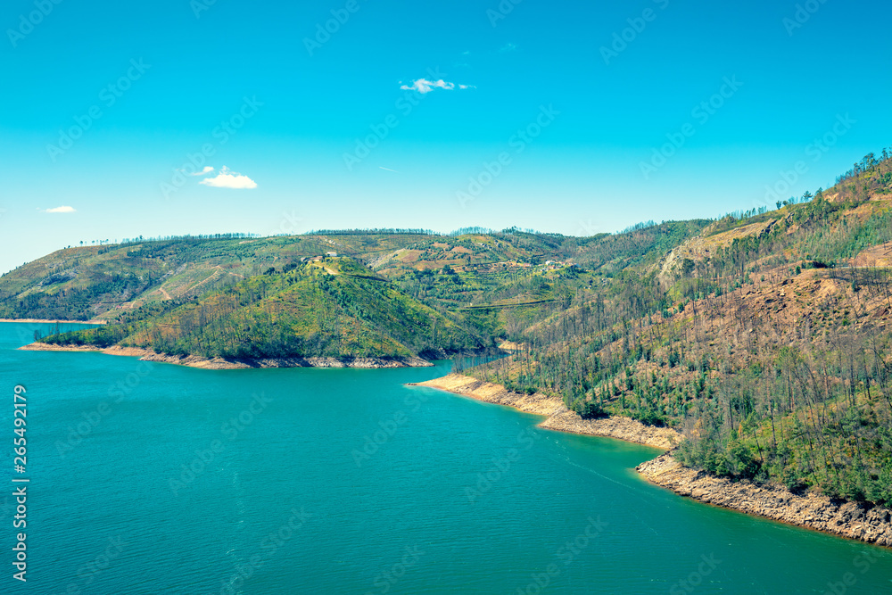 View from above of Zezere river, Portugal, Europe